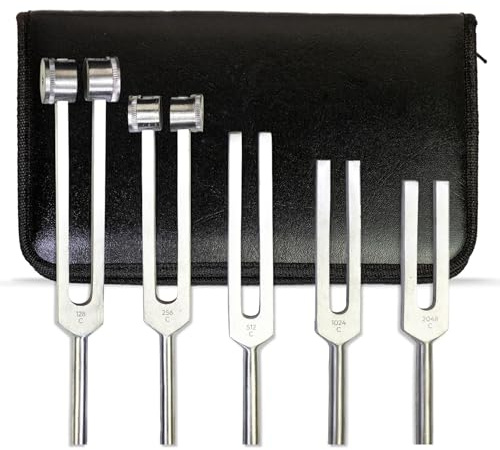 Tuning Fork Set for Healing & Vibration Therapy – C128, C256, C512, C1024 & C2048 Frequencies for Sound Healing, Chakra Balancing, and Energy Therapy