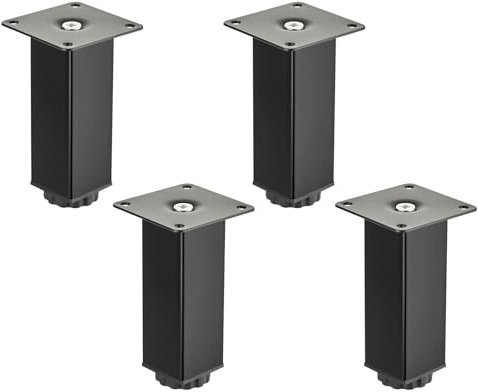 4 pièces SOTECH Pieds de meuble ZULU 38 x 38 x 120 mm noir mat, charge admissible jusqu'à 100 kg par pied, pieds de vitrine Pieds de socle Pieds d'armoire