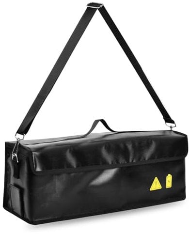 Ebike Battery Bag, Fireproof, Explosion-Proof Lipo Safe Bag,Large Battery Safety Box, Including Fastener, Easy to Carry, Foldable, for Storage, Transport, Charging (49 * 15 * 15 cm)