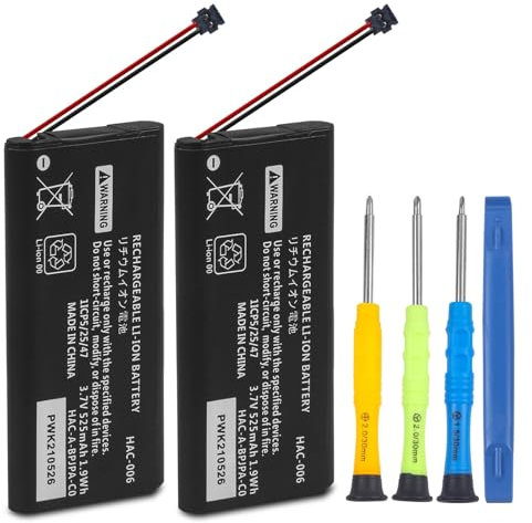 2PCS HAC-006 Battery for Nintendo Switch HAC-015 HAC-016 Left and Right Joy-Con Controller Rechargeable Internal Li-ion Battery Replacement with Repair Tool Kits