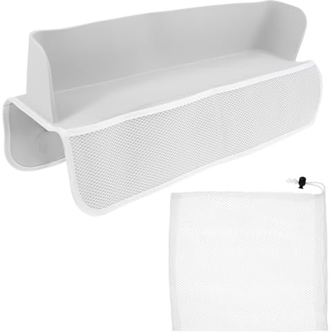 Guniata Bathtub Splash Guard with 4 Mesh Pockets and 8 Suction Cups Attach to Bath Tub Kids Bathtub Shelf Silicone Baby Bath Toy Storage Splashproof Bathtub Topper Shelf Bathtub Play Shelf Area for Ki