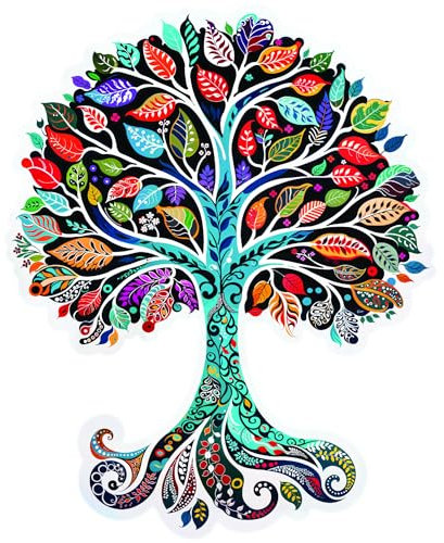 Sticker décoratif, arbre de vie coloré esprit Klimt, multicolor, 68 cm X 48 cm