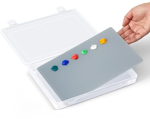 Nuanchu 1 Set Glass Oil Paint Palette, Airtight, 10.2 x 6.8 Inches, Grey | Handy Tempered Glass for Oil Painting, Moisture-proof lid Keep Paint Fresh, Portable Travel Outdoor, Leak-proof Airtight Seal