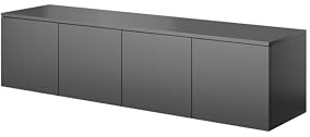 PAWS MEBLE Asgard RTV 150 4D Grau Hängend – TV-Lowboard 150 cm – Modernes Loft-Design – Push-to-Open – 4 Türen mit Regalen