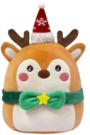 KiBcsLic Weihnachtsplüschtier, Kuscheltier, niedliches, weiches, Stofftier-Plüschpuppe für und Erwachsene, Elchform