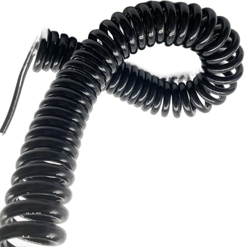 Telescopic wire spiral cable, Coiled Extension Cord4 Core Telescopic Elasticity Cable 1.5mm Square Spring Wire Power Spiral(Stretch 6 Meter)