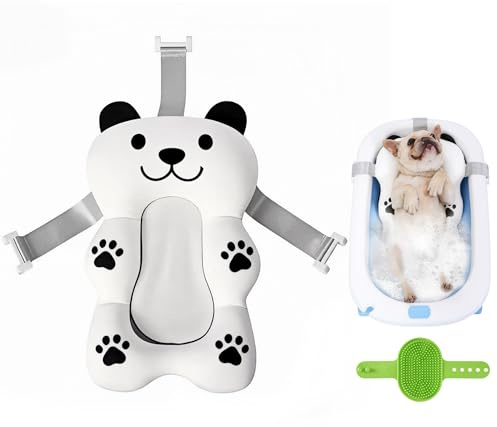 Xinghuifu Dog Bathing Comfort mat– Floating Soft Non-Slip Pad with Adjustable Safety Straps for Small & Medium Dogs & Cats, Soothing Bathtub Cushion for Pets