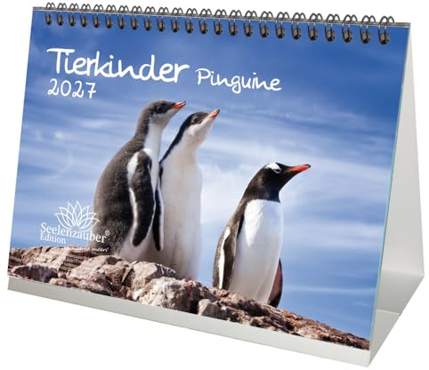 Tierkinder Pinguine DIN A5 Tischkalender für 2027 Pinguin - Seelenzauber