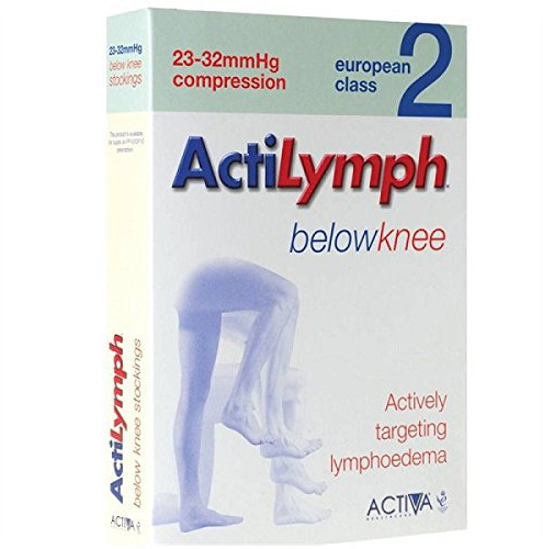 Actilymph Class 2 Standard Below Knee Open Toe Compression Stockings, Large, Sand