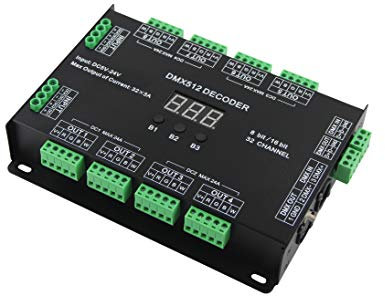 32 canales 96 A RGBW DMX 512 LED decodificador controlador DMX regulador DC5-24V RGBW RGB LED light 8 bits/16 bits