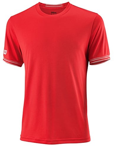 Wilson Herren Tennis-Kurzarmshirt, M Team Solid Crew, Polyester, Rot/Weiß, Größe: XL, WRA765305