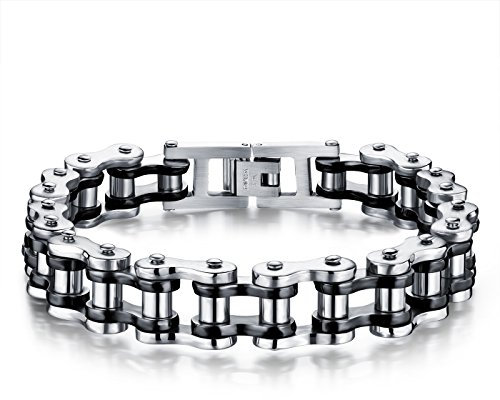 Keybella Elegante De Acero Inoxidable Moto Biker Cadena Pulsera 8,5 Pulgadas para Hombre Chico