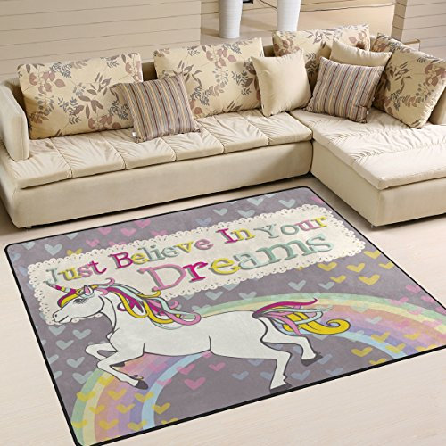 Use7 Teppich mit Zitaten Just Believe In Your Dreams, Textil, Mehrfarbig, 160cm x 122cm(5.3 x 4 feet)