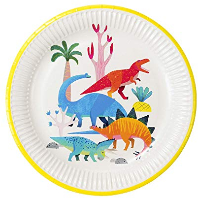 Talking Tables Assiettes en papier dinosaure - Sans plastique ! Idéal pour les fêtes d'anniversaire de filles ou de garçons, baby shower Robuste Lot de 8, Dinoplates