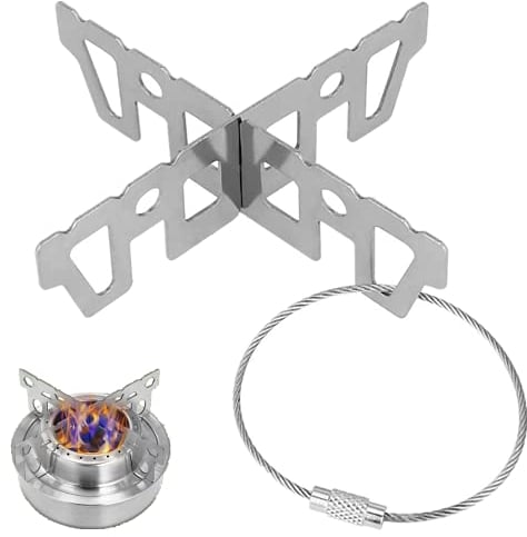KBNIAN Support Croisé Inox de Casserole Poêle Bouilloire Popote Accessoire pour Réchaud de Camping Réchaud de Randonnée Réchaud à Gaz Réchaud à Alcool Cuisine Extérieure Pique-nique