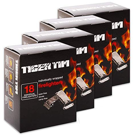 HDmirrorR Tiger Tim 72 Individually Wrapped Firelighters Mess-Free Safe Odourless Instant Fire Starter for Wood Burners Barbecues Stoves Grills Campfires
