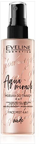 Eveline Cosmetics Glow and Go Aqua Miracle 4-in-1 Gesichtsspray - Make-up-Fixierung, Hydration, Glow & Blur-Effekt, 110ml