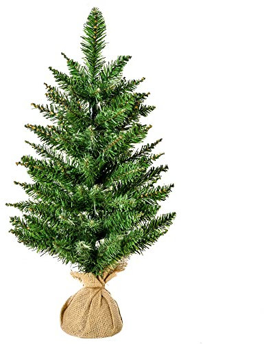 HOMCOM Árbol de Navidad Artificial Pequeño de 60 cm Altura con 70 Ramas Base de Tela Mini Árbol Navideño Realista para Interior Verde