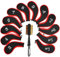 13 Pcs Golf Iron Head Cover with Golf Club Brush,Number Print Golf Iron Covers with Long Zipper Neck,Golf Iron Protector Wedge Headcovers,for Nike,Callaway,Taylormade,Titleist(Red)