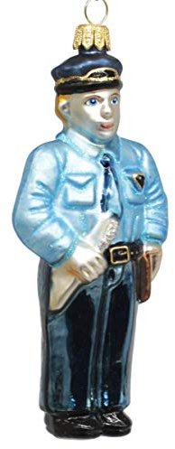 condecoro Poizist Christbaumschmuck Polizei Christbaumkugel - Mundgeblasenes Glas - Handbemalt - Weihnachten