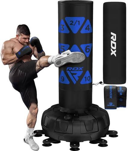 RDX Sac de Frappe sur Pied avec Entraînement Gants pour Muay Thai, Kickboxing, Arts Martiaux MMA, 6ft Ronin Adulte Lourd Devoir Autoportant 17 Ventouses Sac de Boxe (6FT)