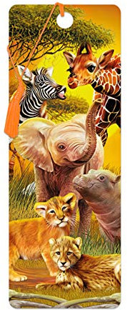 3D LiveLife Lesezeichen - Küssen von Cousins aus Deluxebase. Ein Safari-Lesezeichen mit linsenförmigen 3D-Kunstwerken, das vom renommierten Künstler Michael Searle lizenziert wurde