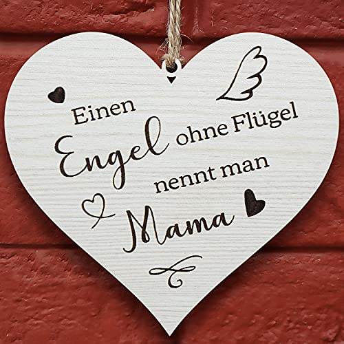 Glitzkind Holz Deko-Herz Geschenk für Mama Mutter Eltern zum Muttertag Geburtstag Weihnachten I Blechschild Vintage Retro mit Spruch personalisiert I Geschenkidee Geburtstagsgeschenk