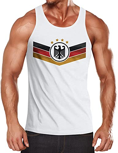 MoonWorks® Herren Tanktop Deutschland Fußball EM 2024 Deutschlandflagge Nationalfahne Wappen Adler Fanshirt weiß L
