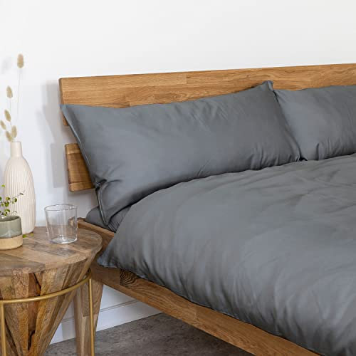 AGAPIE - Bambus Lyocell Kopfkissenbezug 80x40 cm - Dunkel-Grau, 100% Bio Oeko-Tex 100, für Allergiker, Antibakteriell, Ganzjahres-Bettwäsche, Atmungsaktiv, Geruchshemmend, Besonders sanft
