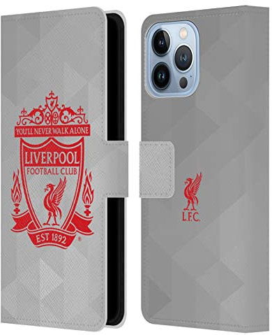 Head Case Designs Officially Licensed Liverpool Football Club White Geometric 2 Crest 1 Leather Wallet Case Compatible With Apple iPhone 13 Pro Max