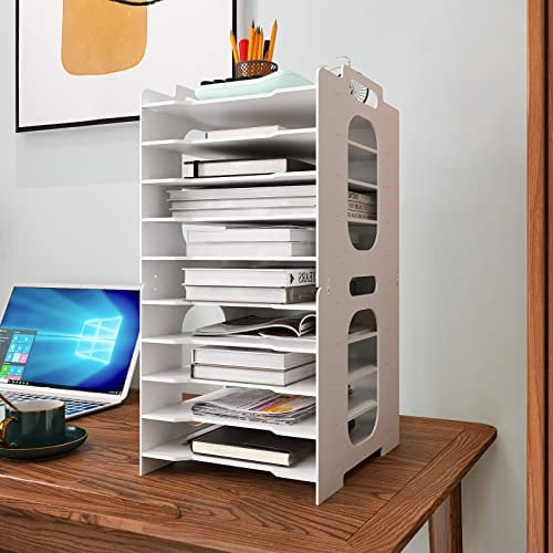 PUNCIA Archivador de Documentos A4 Soporte de papel 10 Bandejas PVC Escritorio Organizador de Archivos Bandeja de Papel Almacenamiento para Oficina Sala de Trabajo Escuela Oficina