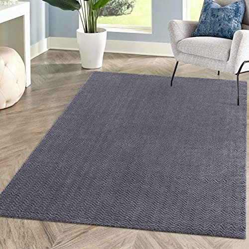 carpet city Teppich Einfarbig Grau Wohnzimmer - Rechteckig 200x290 cm - Hochtief-Chevron-Muster, 3D-Effekt - Kurzflor Teppiche Modern - Deko Home&Living