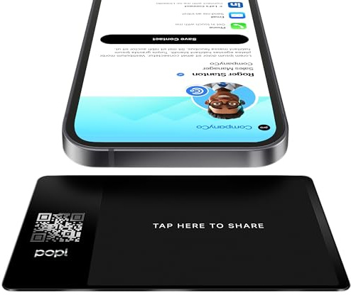 Popl Digitale Visitenkarte, intelligente NFC-Netzwerkkarte, zum Teilen tippen, iPhone und Android (Metallschwarz)