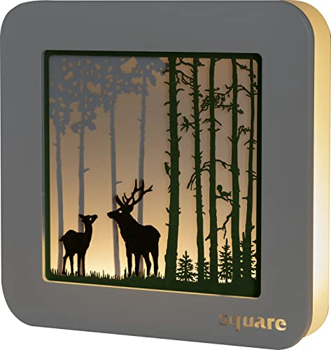 Weigla Günter Gläser Leuchtenherstellung Square Standbild LED Wald, weiß/grün BxHxT 29x29x5,5cm NEU Holzbild Wandbild