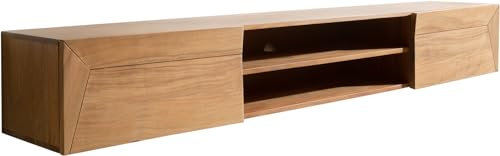 DELIFE TV-Board Kayu Akazie Natur 200 cm 2 Türen schwebend Lowboard