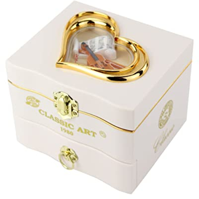 LOGEA Spieluhr Schmuckkästchen, Mädchen Ballerina Spieluhr Kinder Schmuckkästchen Musikalische Aufbewahrungsbox Mit Schublade Für Geschenke Für Kleine Mädchen,Weiß