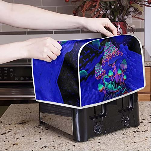 Poceacles Blue Mushrooms Designs 4 Slice Long Slot Toaster Cover Small Appliance Dust Covers Bread Toaster Cover Bakeware Protector Kitchen Accessories, Dust and Fingerprint Protection, M