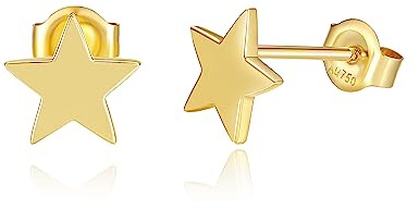 FANCIME Solide 14 Karat 585 Gelb Gold Ohrringe Ohrstecker, Stern Sonne Mond Ohrringe Schmuck für Damen Mädchen Mama