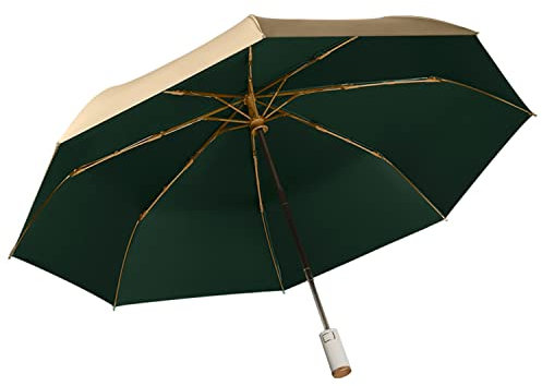 erised's bifrost Goldener, kompakter, faltbarer Reise-Regenschirm, ergonomischer Griff, automatisches Öffnen und Schließen, leichter tragbarer Rucksack, Sonnen-Regen, UPF 50 UV-Schutz, Grün 1