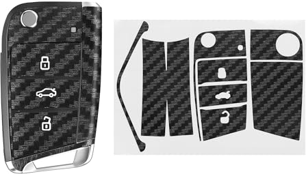 kwmobile Set da 2 Cover Chiavi Compatibile con VW Golf 7 MK7 con 3 tasti Coprichiavi - Copri Chiave Auto Carbonio - con Adesivo Decalcomania - Effetto Carbonio