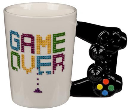 GAME OVER Gamecontroller geformter Henkel Tasse aus Dolomit-Keramik