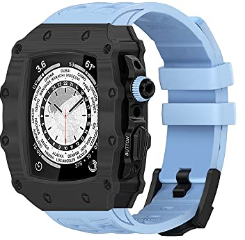 MGTCAR Kohlefaser-Modifikationsset Armband für Apple Watch Band 45 mm 44 mm Gummi Armband Armband für iWatch 8 7 SE 6 5 4 Mod Kit Gürtel, 45 mm, Achat