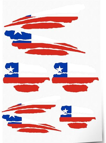 Indigos UG Aufkleber Chile - 7 Autoaufkleber - Flagge - Fahne mit 3 Streifen - selbstklebende Fahnen für Heckscheibe, Modellbau, Sport, Motorrad, Auto, Tuning, Fenster, Kofferraum