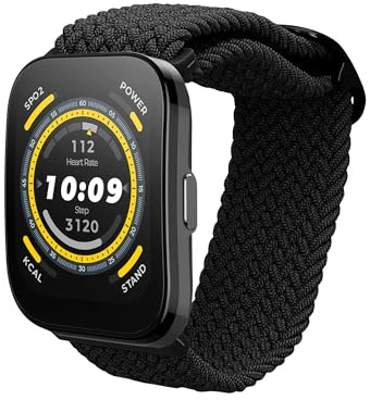 kwmobile Armband kompatibel mit 22mm Amazfit Bip 6 / Bip 5 Unity/Bip 5 / GTS 3 / Balance 2 / Helio Strap - Nylon Fitnesstracker Sportarmband Band in Schwarz - Innenmaße von 14-22 cm