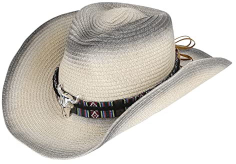 IBLUELOVER Chapeau de Paille Panama Western - Été Anti-UV pour Homme et Femme - Large Bord Style Cowboy Melon Roll up Jazz Vintage pour Plage