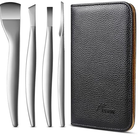 FVION 4Pcs Kits de Couteaux de Pédicure Professionnels, Couteau de Pédicure Couteau Racle Pied en Acier Kit Cors au Pied, Lame Pieds Pédicure pour Callosités aux Pieds