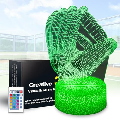 JHXLAMP Baseball-Geschenke für Sport-Fan, Baseball-Nachtlicht, 16 Farbe ändern Dekoration Lampe mit Fernbedienung & Touch, Geschenke für Weihnachten Valentinstag Geburtstag für Jungen Mädchen