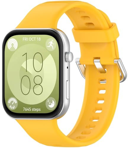 SOLOLUP Correas Deportiva Compatible con Huawei Watch Fit 3 Correas, Correa Silicona Suave de Repuesto Ajustable Impermeable Pulsera para Huawei Fit 3 Correa Mujeres Hombres,Amarillo vibrante