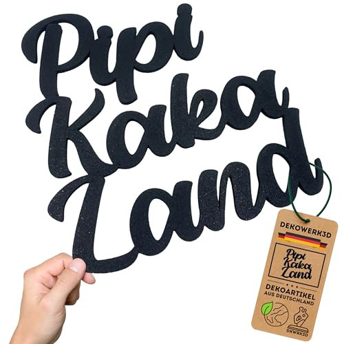 Pipi Kaka Land Türschild - WC Schild Lustig - Wandtattoo Toilette - Türaufkleber - Aufkleber Toilettentür - Gäste WC Schild - WC BIlder Toilette - Toilettenschild Lustig - Dekoaufkleber (L)