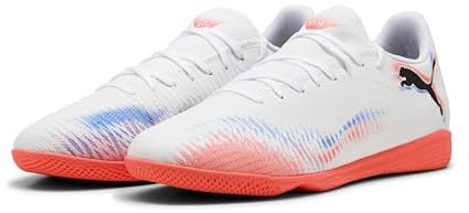 PUMA Future 8 Play It Fußballschuh für Damen und Herren, Puma Weiß, PUMA Schwarz, leuchtendes Rot, 47 EU